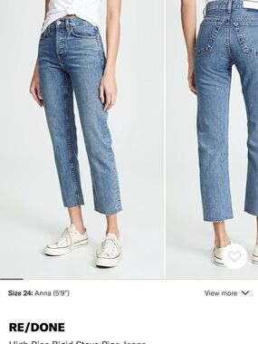 Re/Done Light Blue High-Rise Cropped Stove Pipe Jeans